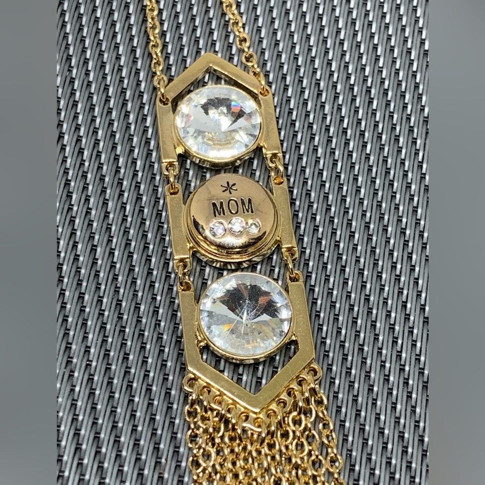 PETITE CHARM - Gold Tasseled Snap Button MOM Necklace - Ginger Snaps & Co.